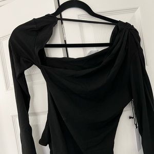Asymmetrical black bodysuit